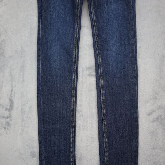 C est Toi Pants Womens 0 Blue Skinny Low Rise Stretch Zip Dark Wash Denim Jeans - Picture 13 of 16